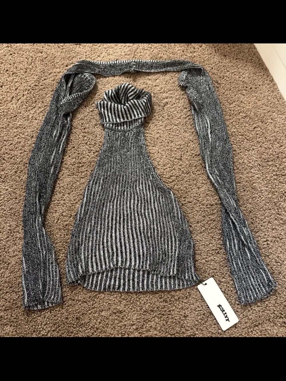 Kollyy Sweater Turtleneck with Detached Sleeves Top